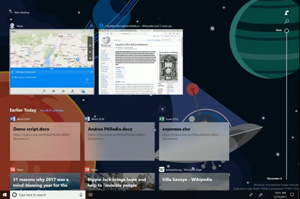 Windows 10新预览版干货满满：时间轴功能将首次上线
