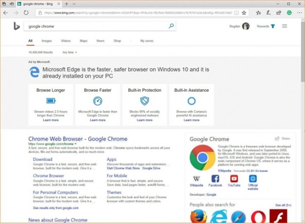 没Sei了：Windows 10阻挠用户下载Chrome